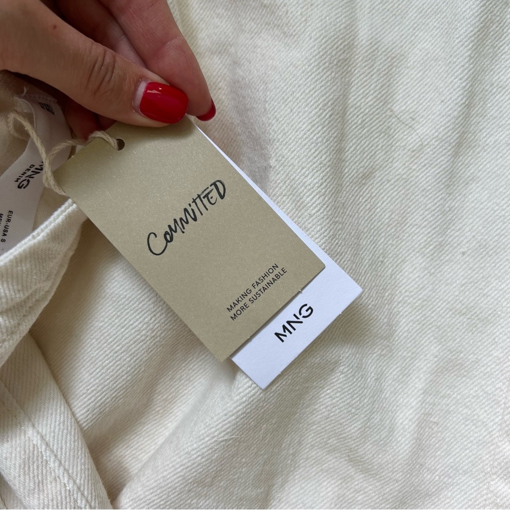 Mango Straight Denim Dungarees in Ivory Small NWT - Picture 10 of 11